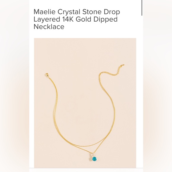 Amelie Crystal Stone Drop Layered 14k Dipped Necklace - Picture 2 of 9